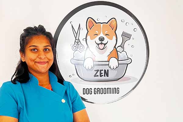 Khadija inside the Zen Dog Grooming salon